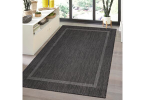 Relax Uni Tuin - Buitenkleed - Indoor & Outdoor - Laagpolig Effen - Zwart