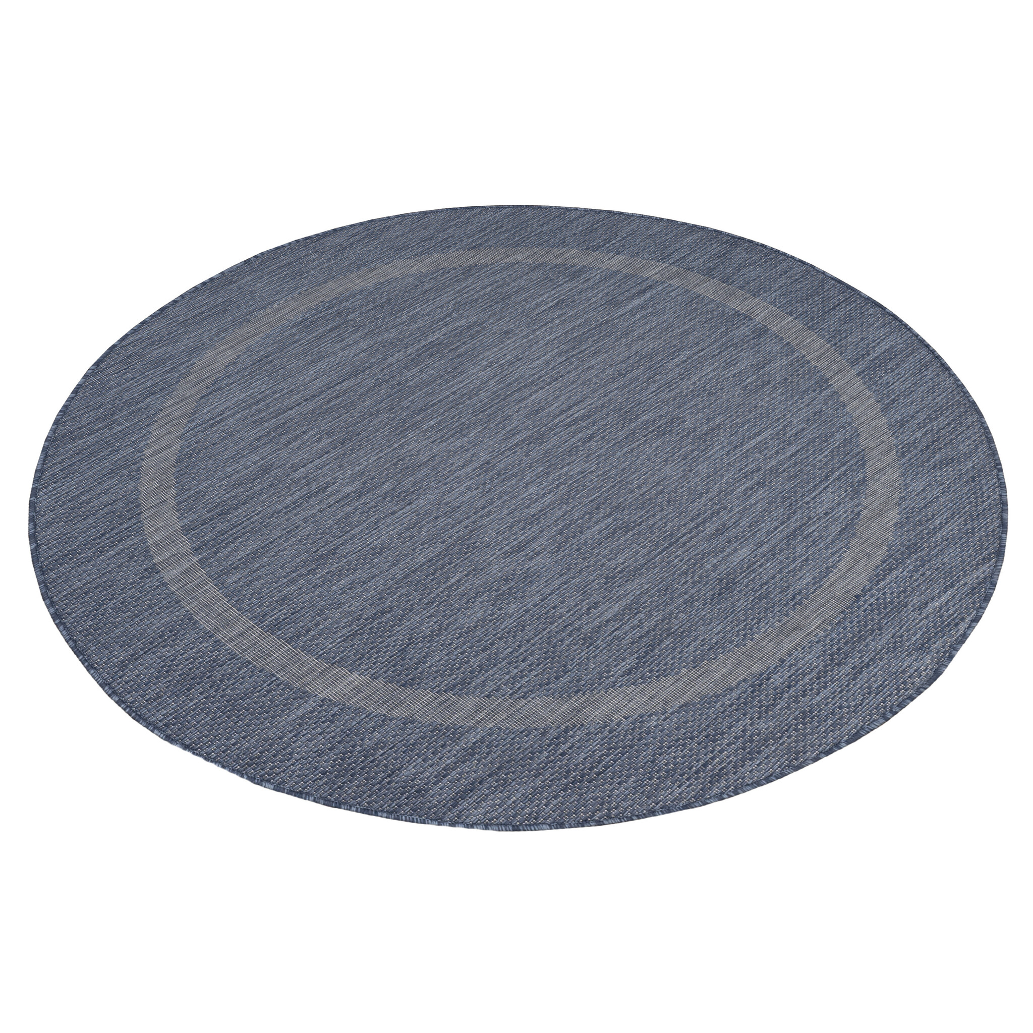 Relax Uni Tuin - Rond Buitenkleed - Indoor & Outdoor - Laagpolig Effen - Blauw