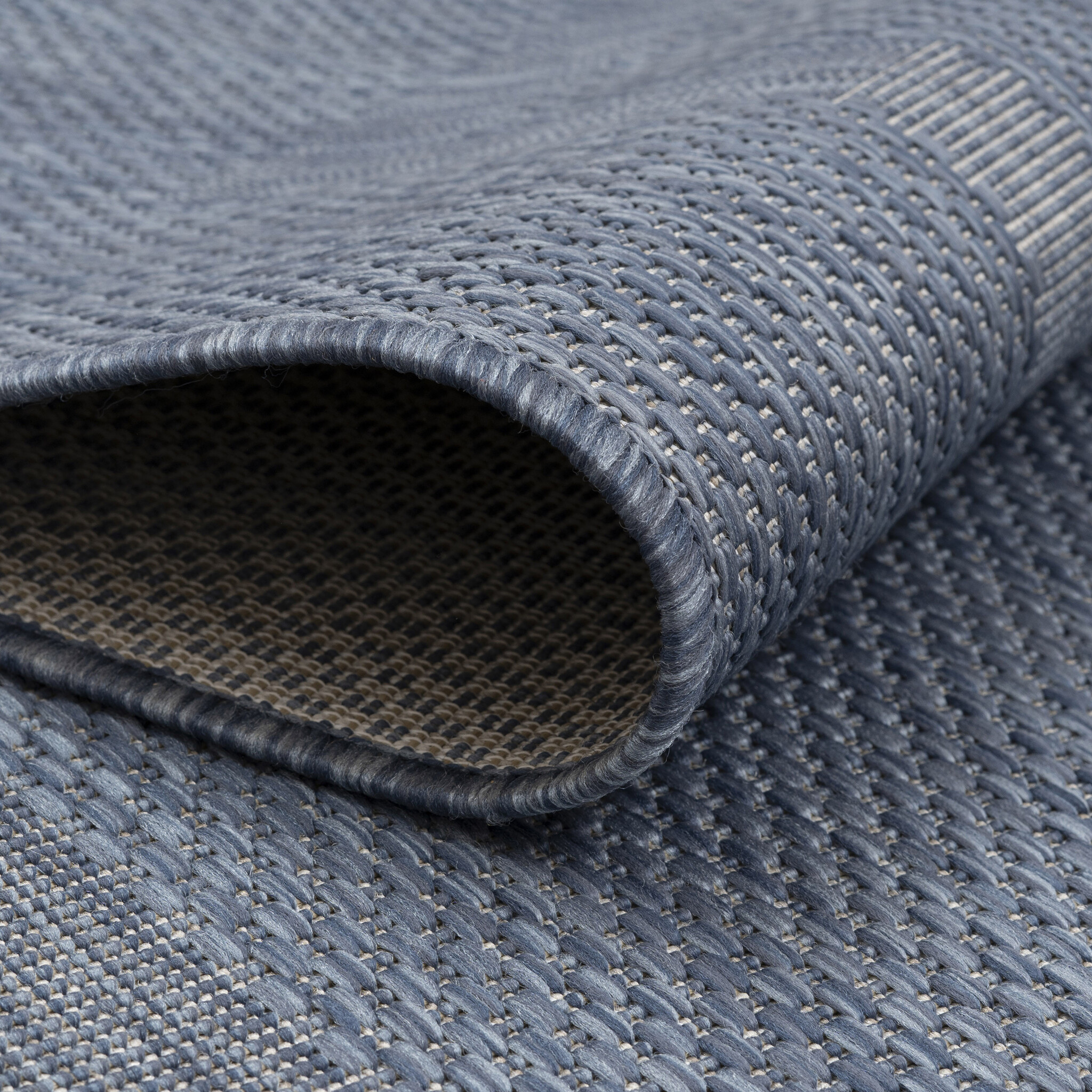 Relax Uni Tuin - Rond Buitenkleed - Indoor & Outdoor - Laagpolig Effen - Blauw