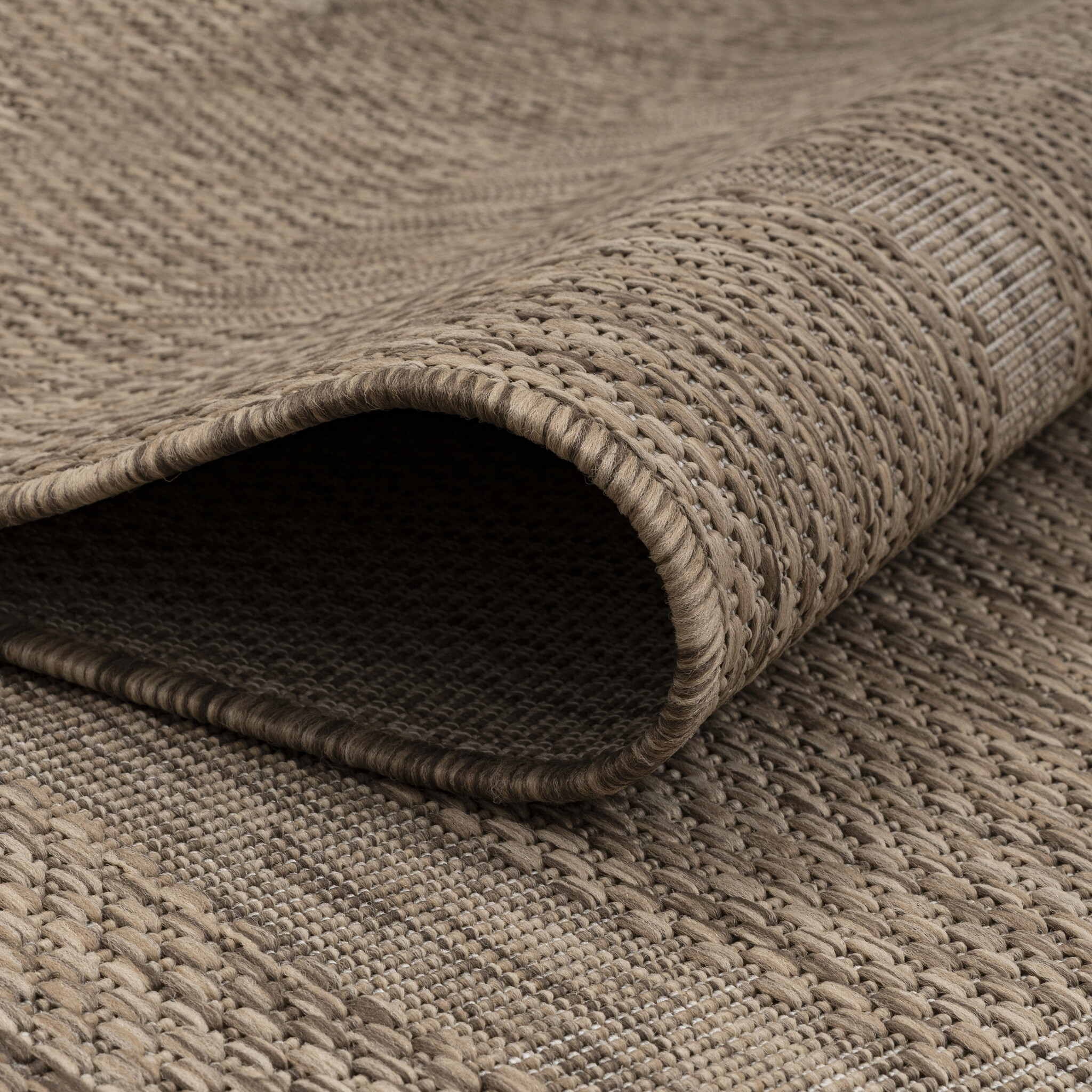 Relax Uni Tuin - Rond Buitenkleed - Indoor & Outdoor - Laagpolig Effen - Bruin