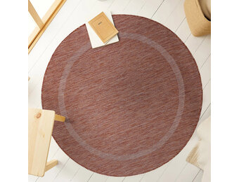 Relax Uni Tuin - Rond Buitenkleed - Indoor & Outdoor - Laagpolig Effen - Rood