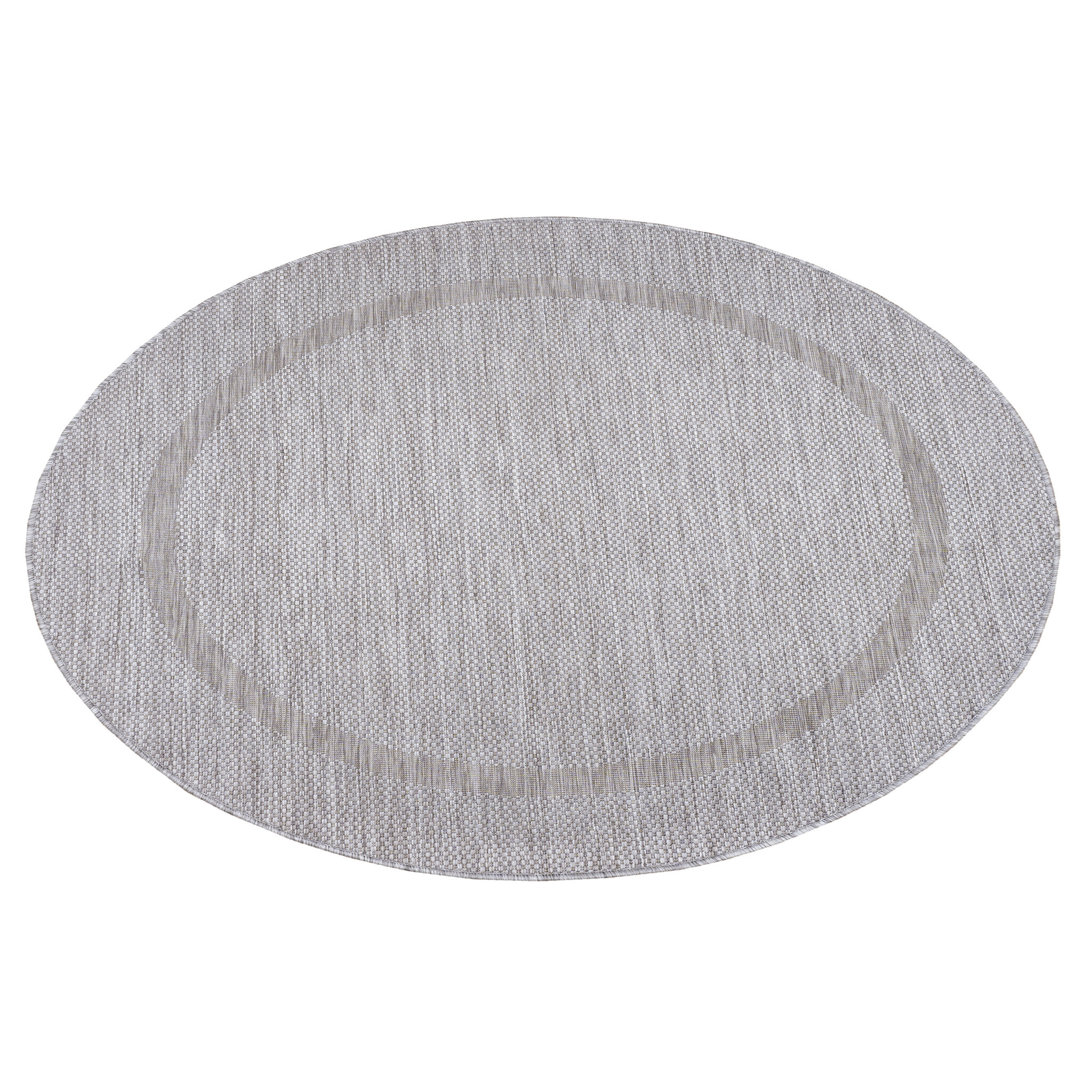 Relax Uni Tuin - Rond Buitenkleed - Indoor & Outdoor - Laagpolig Effen - Zilver