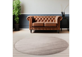 Sky Soft Uni Basic - Rond Vloerkleed - Laagpolig - Effen Kleur - Beige - Woonkamer Tapijt - Anti-Slip Rug