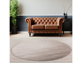 Sky Soft Uni Basic - Rond Vloerkleed - Laagpolig - Effen Kleur - Beige - Woonkamer Tapijt - Anti-Slip Rug