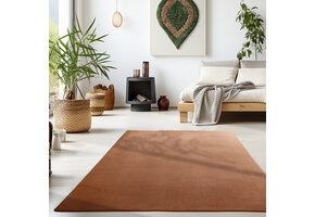 Sky Soft Uni Basic - Vloerkleed - Laagpolig - Effen Kleur - Bruin - Woonkamer Tapijt - Anti-Slip Rug