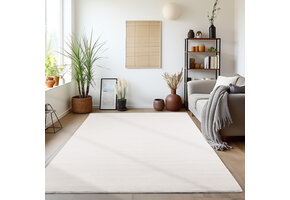 Sky Soft Uni Basic - Vloerkleed - Laagpolig - Effen Kleur - Creme - Woonkamer Tapijt - Anti-Slip Rug