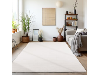 Sky Soft Uni Basic - Vloerkleed - Laagpolig - Effen Kleur - Creme - Woonkamer Tapijt - Anti-Slip Rug