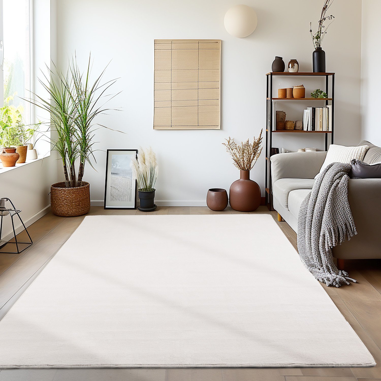 Sky Soft Uni Basic - Vloerkleed - Laagpolig - Effen Kleur - Creme - Woonkamer Tapijt - Anti-Slip Rug
