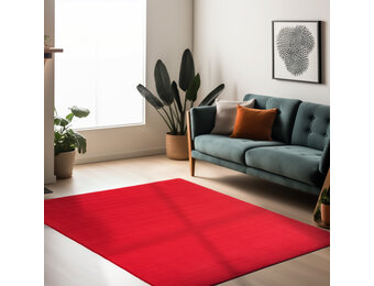 Sky Soft Uni Basic - Vloerkleed - Laagpolig - Effen Kleur - Rood - Woonkamer Tapijt - Anti-Slip Rug