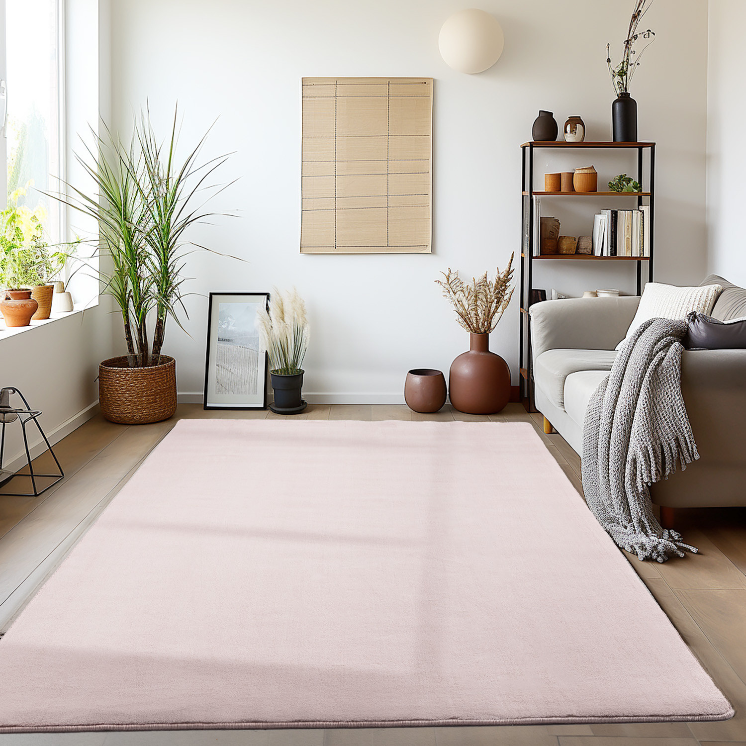 Sky Soft Uni Basic - Vloerkleed - Laagpolig - Effen Kleur - Roze - Woonkamer Tapijt - Anti-Slip Rug