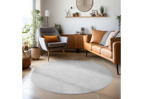 Sky Soft Uni Basic - Rond Vloerkleed - Laagpolig - Effen Kleur - Zilver - Woonkamer Tapijt - Anti-Slip Rug