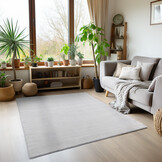 Sky Soft Uni Basic - Vloerkleed - Laagpolig - Effen Kleur - Zilver - Woonkamer Tapijt - Anti-Slip Rug