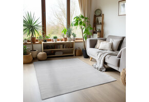Sky Soft Uni Basic - Vloerkleed - Laagpolig - Effen Kleur - Zilver - Woonkamer Tapijt - Anti-Slip Rug