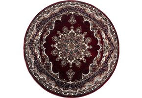Isfahan Oosters Vloerkleed Nain - Laagpolig - Klassiek Vintage Tapijt - Rond - Rood / Multi