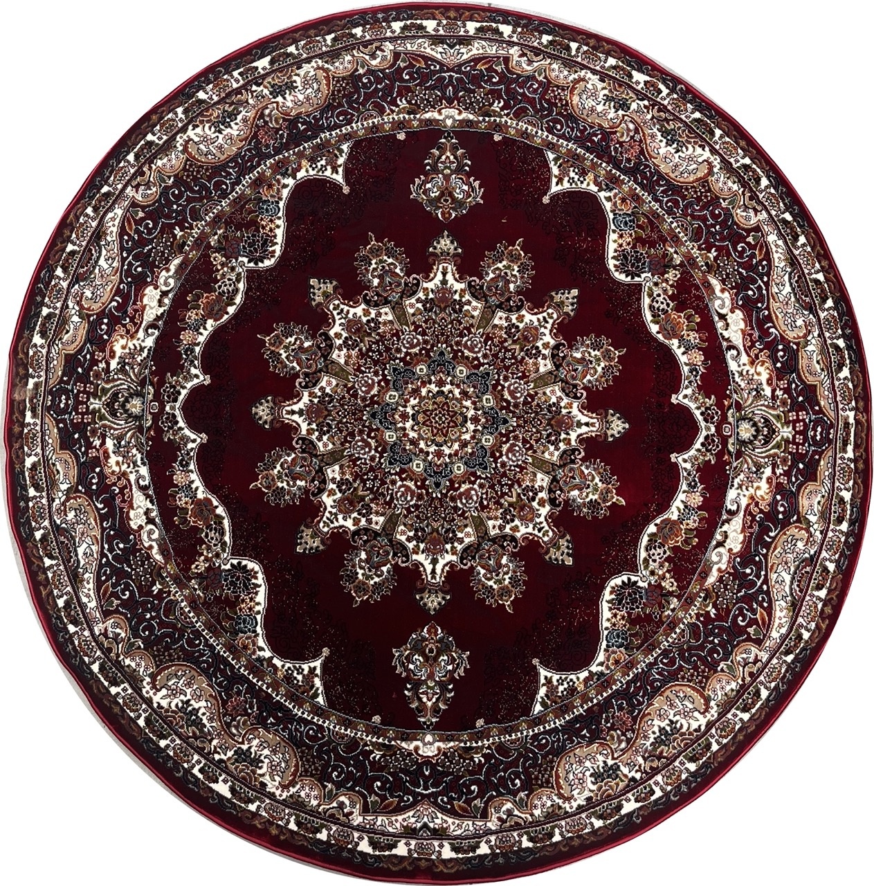 Isfahan Oosters Vloerkleed Nain - Laagpolig - Klassiek Vintage Tapijt - Rond - Rood / Multi