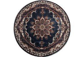 Isfahan Oosters Vloerkleed Nain - Laagpolig - Klassiek Vintage Tapijt - Rond - Blauw / Multi
