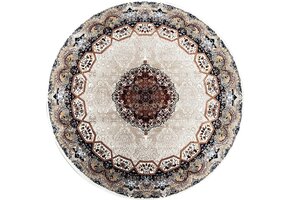 Isfahan Oosters Vloerkleed - Laagpolig - Klassiek Vintage Tapijt - Rond - Creme / Multi - 200 CM ROND