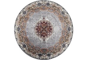 Isfahan Oosters Vloerkleed - Laagpolig - Klassiek Vintage Tapijt - Rond - Grijs / Multi - 200 CM ROND