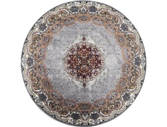 Isfahan Oosters Vloerkleed - Laagpolig - Klassiek Vintage Tapijt - Rond - Grijs / Multi - 200 CM ROND