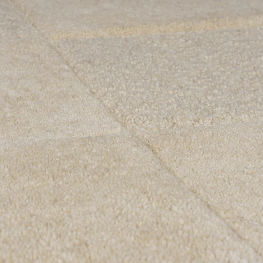 Flair Schaakbord Creme Vloerkleed 100% Wol - Handgemaakt - 200 x 290 CM