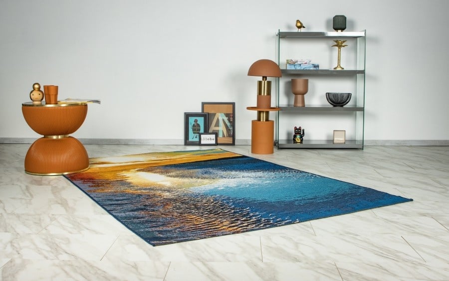 Summer Indoor & Outdoor Buitenkleed - Laagpolig Buitenkleed - Vloerkleed Blauw Multikleur - 80x150 CM