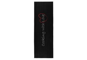 Kitchen Cooking Keukenloper - Anti-slip - Machine Wasbaar - 100% Polyester - Modern Design - Zwart