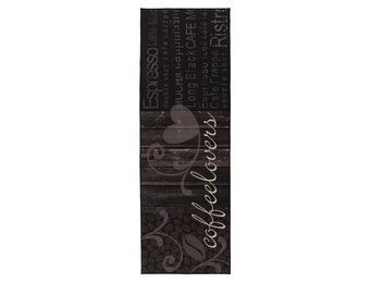 Kitchen Coffeelovers Keukenloper - Anti-slip - Machine Wasbaar - 100% Polyester - Modern Design - Zwart