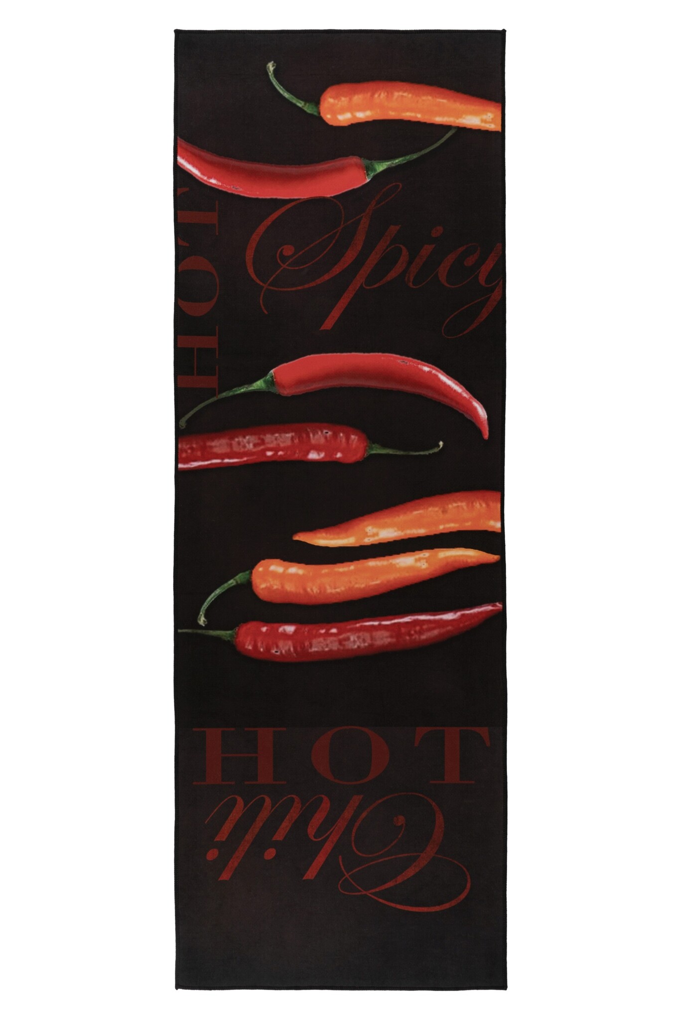 Kitchen Spicy Keukenloper - Anti-slip - Machine Wasbaar - 100% Polyester - Modern Design - Zwart