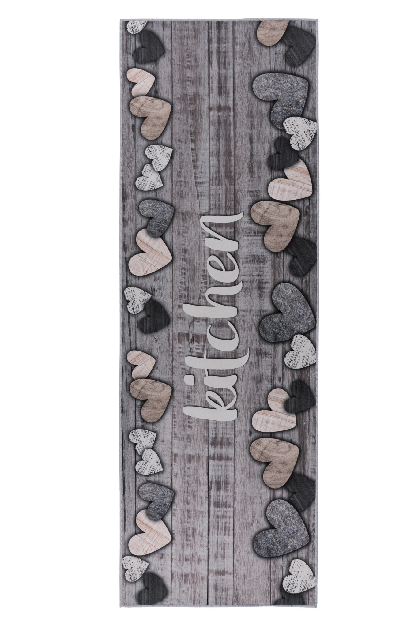 Kitchen Love Keukenloper - Anti-slip - Machine Wasbaar - 100% Polyester - Modern Design - Grijs