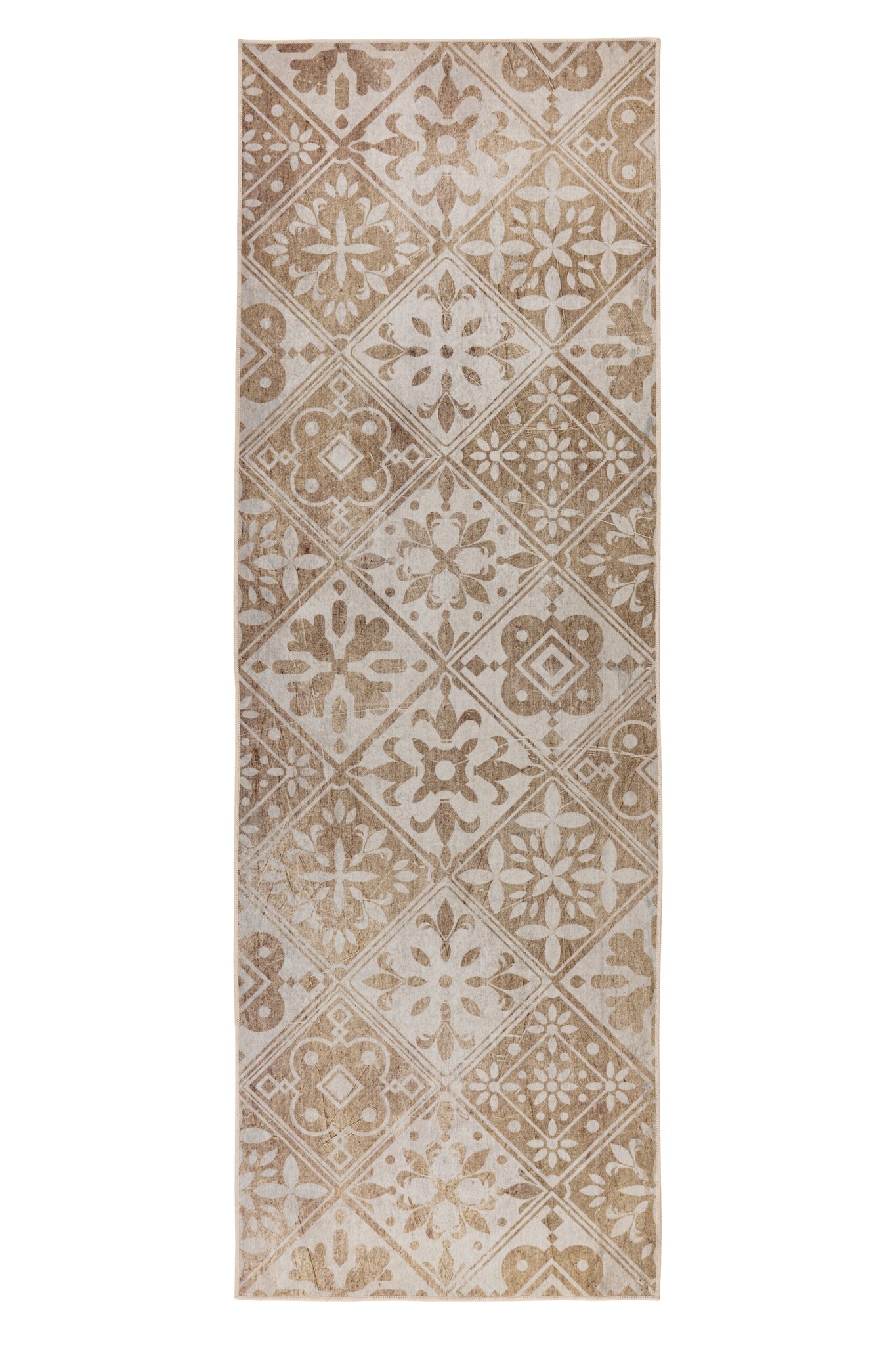 Kitchen Vintage Keukenloper - Anti-slip - Machine Wasbaar - 100% Polyester - Modern Design - Beige