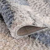 Versay Hoogpolig Vloerkleed - Golvend Design - Grijs/Blauw - Franjes