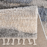 Versay Hoogpolig Vloerkleed - Golvend Design - Grijs/Blauw - Franjes