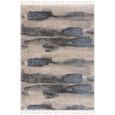 Versay Hoogpolig Vloerkleed - Golvend Design - Grijs/Blauw - Franjes