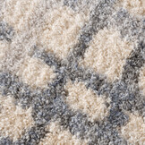 Versay Hoogpolig Vloerkleed - Geruit Design - Creme/Grijs - Franjes