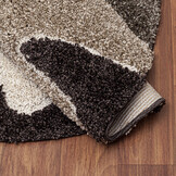 Luxus Shaggy Plus Hoogpolig Vloerkleed - Abstract Design - Rond - Bruin/Beige - Modern en Zacht Tapijt