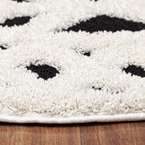 Luxus Shaggy Plus Hoogpolig Vloerkleed - Hoog Laag Design - Creme/Zwart - Rond - Zacht en Luxe Tapijt