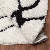 Luxus Shaggy Plus Hoogpolig Vloerkleed - Skandi Design - Creme/Zwart - Rond - Zacht en Luxe Tapijt
