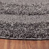 Luxus Shaggy Plus Hoogpolig Vloerkleed - Modern Geometrisch Design - Uni Effen Grijs - Rond - Zacht en Luxe Tapijt