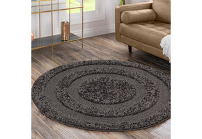 Luxus Shaggy Plus Hoogpolig Vloerkleed - Modern Geometrisch Design - Uni Effen Grijs - Rond - Zacht en Luxe Tapijt