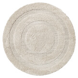 Luxus Shaggy Plus Hoogpolig Vloerkleed - Modern Geometrisch Design - Uni Effen Creme - Rond - Zacht en Luxe Tapijt