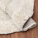 Luxus Shaggy Plus Hoogpolig Vloerkleed - Modern Geometrisch Design - Uni Effen Creme - Rond - Zacht en Luxe Tapijt