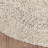 Luxus Shaggy Plus Hoogpolig Vloerkleed - Modern Geometrisch Design - Uni Effen Creme - Rond - Zacht en Luxe Tapijt