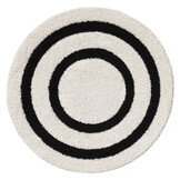 Luxus Shaggy Plus Hoogpolig Vloerkleed - Modern Geometrisch Design - Creme/Zwart - Rond - Zacht en Luxe Tapijt