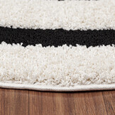 Luxus Shaggy Plus Hoogpolig Vloerkleed - Modern Geometrisch Design - Creme/Zwart - Rond - Zacht en Luxe Tapijt