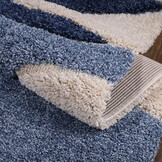 Luxus Shaggy Plus Hoogpolig Vloerkleed - Abstract Design - Rechthoekig - Blauw/Creme - Modern en Zacht Tapijt