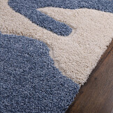 Luxus Shaggy Plus Hoogpolig Vloerkleed - Abstract Design - Rechthoekig - Blauw/Creme - Modern en Zacht Tapijt
