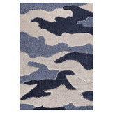 Luxus Shaggy Plus Hoogpolig Vloerkleed - Abstract Design - Rechthoekig - Blauw/Creme - Modern en Zacht Tapijt