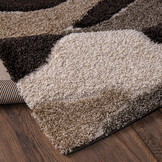 Luxus Shaggy Plus Hoogpolig Vloerkleed - Abstract Design - Rechthoekig - Bruin/Beige - Modern en Zacht Tapijt