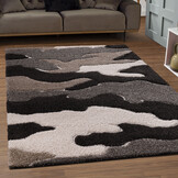 Luxus Shaggy Plus Hoogpolig Vloerkleed - Abstract Design - Rechthoekig - Bruin/Beige - Modern en Zacht Tapijt