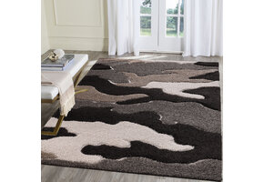Luxus Shaggy Plus Hoogpolig Vloerkleed - Abstract Design - Rechthoekig - Bruin/Beige - Modern en Zacht Tapijt